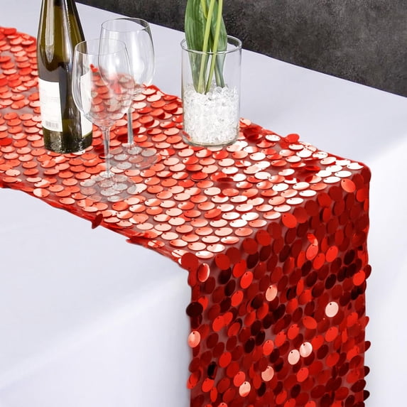 Sequin Table Runner, Glitter Table Runner, Rectangle Table Runner for Halloween, Christmas, Wedding Party, Birthday Party, Banquet Decor,12 x 108 Inch