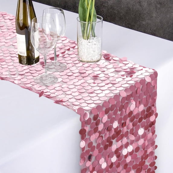 Sequin Table Runner, Glitter Table Runner, Rectangle Table Runner for Halloween, Christmas, Wedding Party, Birthday Party, Banquet Decor,12 x 108 Inch