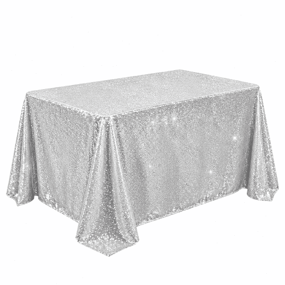 Sequin Tablecloth 47.24 x 47.24 Inches, Sparkling Polyester Table Cover for Wedding Birthday Party Events, Glitter Decorative Table Linen for Halloween Thanksgiving Christmas Home Decor