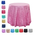 thumbnail image 1 of Sequin Tablecloth Circular Table Cloth Crystal Sparkling Table Cover For Parties-Rose pink-Round diameter100cm(39in), 1 of 5