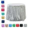 thumbnail image 1 of Sequin Tablecloth Circular Table Cloth Crystal Sparkling Table Cover For Parties-Silver-Round diameter180cm(71in), 1 of 5