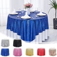 thumbnail image 1 of Round Sequin Tablecloth, Glitter Fabric for Wedding & Party Decor, Sparkling Polyester Table Cover, 1 of 9