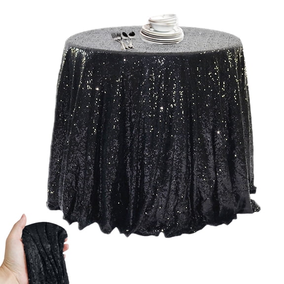 Sequin Tablecloth-Sequin Table Overlay for Wedding/Party/Event/Decoration-120cm*180cm - black