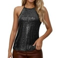 thumbnail image 1 of Sequin Tank Tops Sleeveless Black Sparkle Vest Glitter Tops Elegant Tops Womens Holiday Shirts, 1 of 7