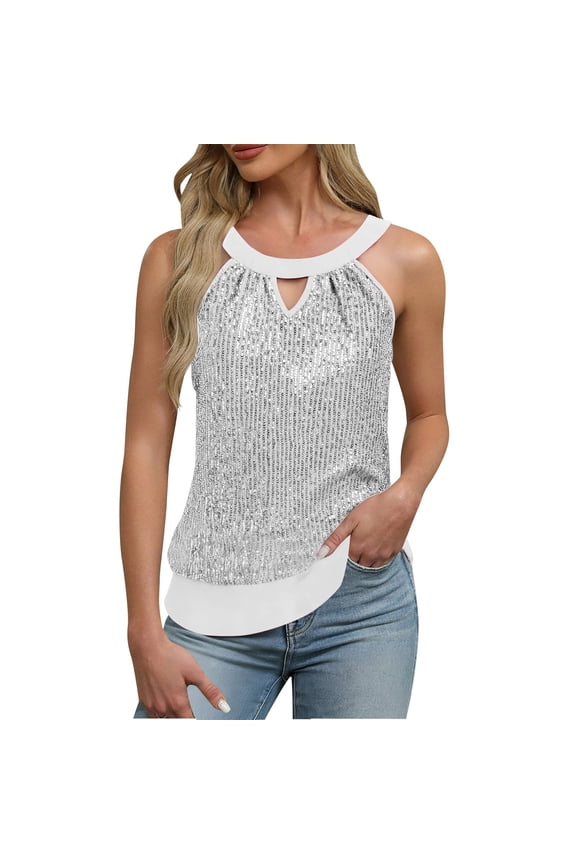 Sequin Tank Tops for Women Satin Silk Backless Sleeveless Camisole Party Club Sexy Going Out Top Glitter Club Outfits Ruched Flowy Shiny Party Concert Tunics Tops