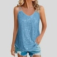 thumbnail image 1 of Zunfeo Sequin Tank Tops for Women Sexy Trendy Sparkly Tops Sleeveless Summer Camisole for Beach Vacation Party Light Blue 2XL, 1 of 9