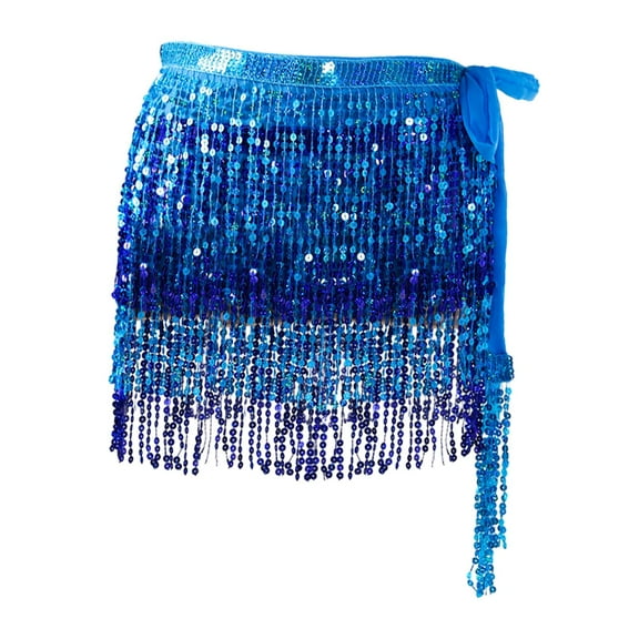 Sequin Tassel Skirt Women Belly Dance Hip Scarf Wrap for Samba Cha Cha