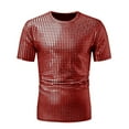 thumbnail image 1 of Sequin Tee for Men Metallic Stylish Short Sleeves Crew Neck Nightclub Party T-Shirts Retro 70s Disco Prom Costume, 1 of 3