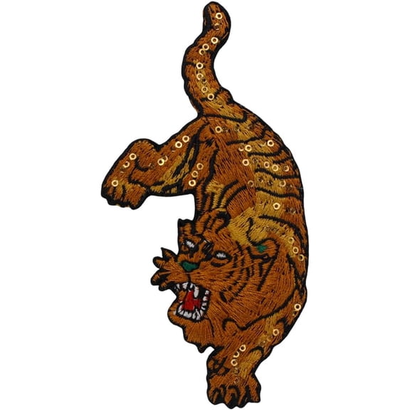 Sequin Tiger Sew On Patch Animal Embroidered Applique Patches DIY Applique Motif for Clothes Jacket Backpack Decor Stickers