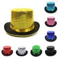 thumbnail image 1 of Sequin Top Hat for Adults - Glittery Stage Magician Jazz Hat, Shiny Carnival Party Prop & Costume Accessory, Vintage Nightclub Performance Headwear Black, 1 of 3