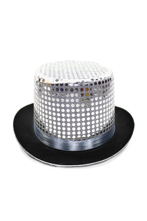 Sequin Top Hat Jazz Fedora hat Pork Pie Hat Ringmaster Hat Magician Top Hat Bowler Top Hat Magician Performed Hat Silver One Size