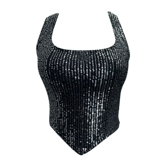 Sequin Top for Women Sleeveless Grey Sparkly Vest Shiny Top Pretty Tops Womens Dressy Holiday Tops