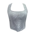 thumbnail image 1 of Sequin Top for Women Sleeveless White Sparkly Shirt Glittery Top Evening Tops Womens Party Tops, 1 of 6
