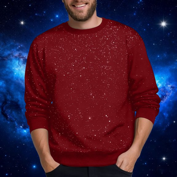 Sequin Tops for Men Long Sleeve Fall Casual Glitter Sweatshirt Loose Fit Crewneck Pullover Tops