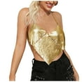 thumbnail image 1 of Sequin Tops for Women Sparkly Strappy Cropped Tank Tops Sexy V Neck Top Concert Outfits Party Disco Club Night One Size, 1 of 6