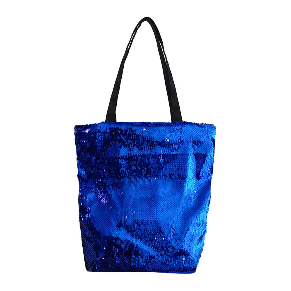 Sequin Tote Bag Large Capacity Handbag Fashion Shopping Bag for Women blue G104777