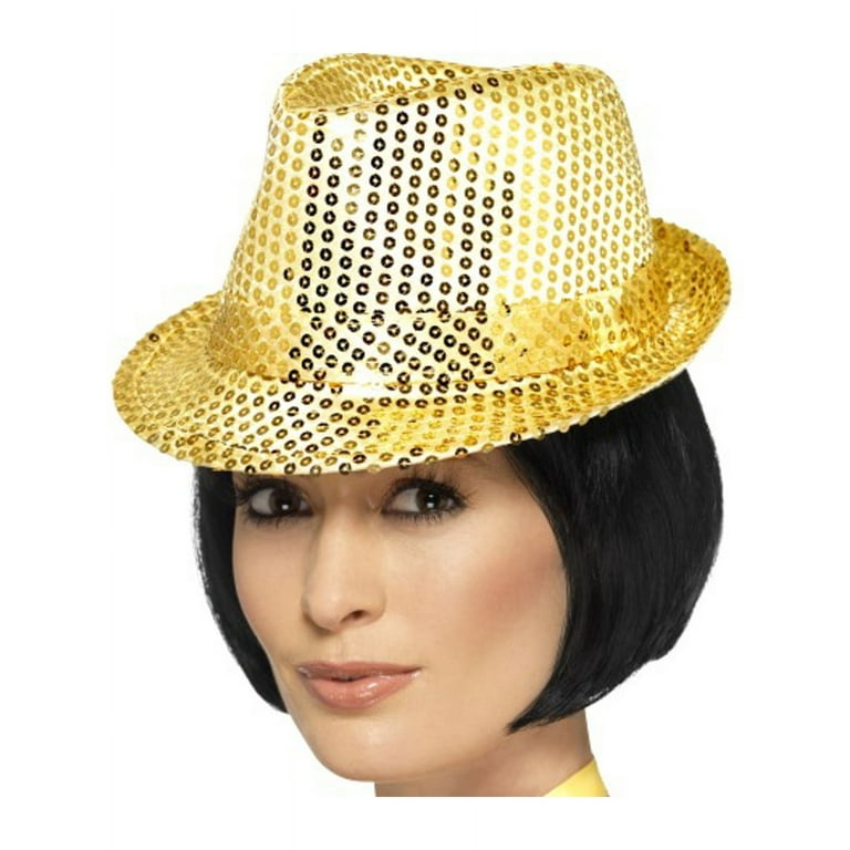 Sequin Trilby Hat Adult Gold Sequin Trilby Hat Adult Gold