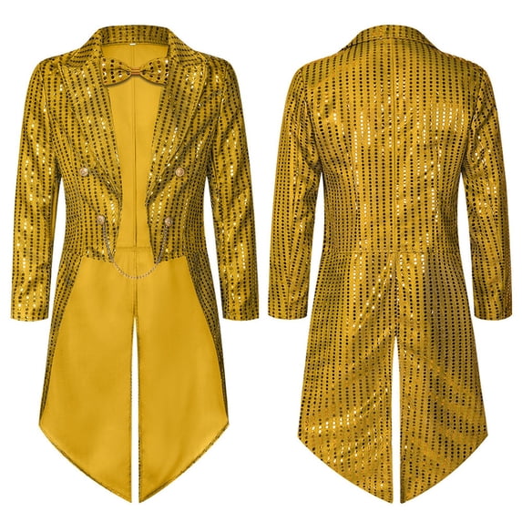 Sequin Tuxedo for Women Wedding Swallowtail Sparkly Dressy Suit Jacket Color Yellow Size XXL