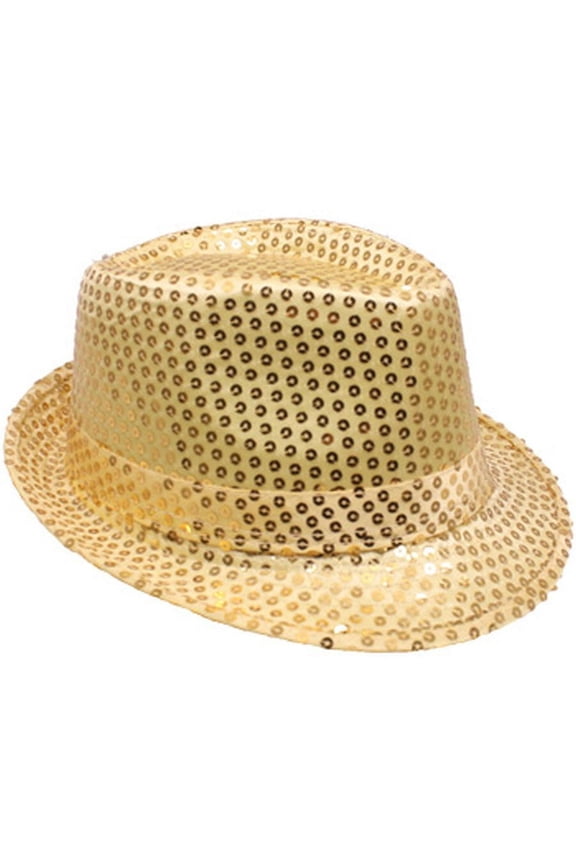 Gold Sequin Unisex Fedora Hat for Mardi Gras Parties and Costumes