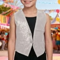 thumbnail image 1 of Sequin Vest for Kids V-Neck White Vest Dance Jazz Hop Jacket Waistcoat Carnival Performance Vest 5-6 Years, 1 of 5