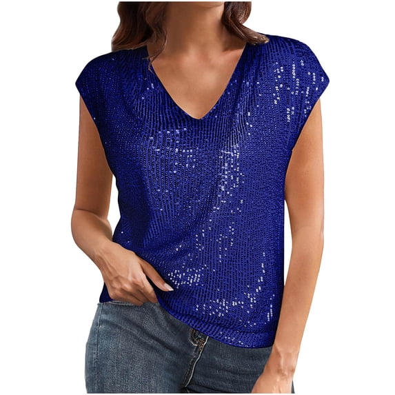 Sequin Vests for Women Sparkling Vest Sleeveless Camisoles Deep V-Neck Casual Layering Top for Beach Party