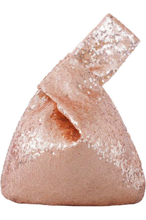 Sequin Wrist Bag, Women's Mini Portable Wristlet Knot Pouch, Sparkly Small Cute Evening Wallet Handbag Purse