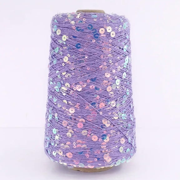 Sequin Yarn, 50g/130M DIY Hand Knitting Cotton Yarn 3mm+6mm Sequins DIY for Woman Woollen Sweater Hat Scarf