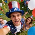 thumbnail image 1 of Sequined American Flag Uncle Sam Top Hat Shiny Patriotic Sequined Hat For Fourth Of July Parades Theme Parties And National Holiday Celebrations One Size Fits Most Adults, 1 of 6