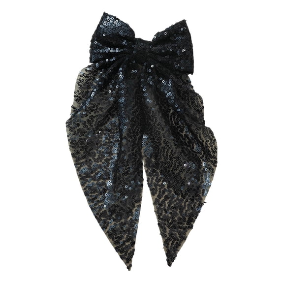 Sequined Bow Hair Clip Back Of Head Ribbon Spring Clip Style Hair Accessory For Women Keepsake Decoration Gift