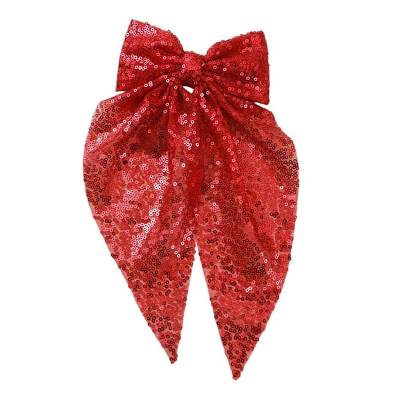 Sequined Bow Hair Clip Back Of Head Ribbon Spring Clip Style Hair Accessory For Women Keepsake Decoration Gift