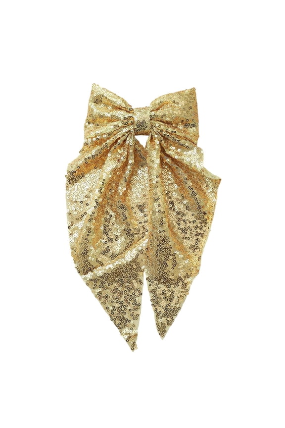 Sequined Bow Hair Clip Back Of Head Ribbon Spring Clip Style Hair Accessory For Women Keepsake Decoration Gift
