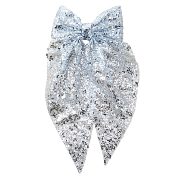 Sequined Bow Hair Clip Back Of Head Ribbon Spring Clip Style Hair Accessory For Women Keepsake Decoration Gift