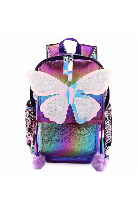 Sequined Butterfly Cute Backpack Female Korean Style Student Schoolbag Female,Colorful