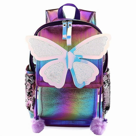 Sequined Butterfly Cute Backpack Female Korean Style Student Schoolbag Female,Pink
