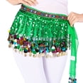 thumbnail image 1 of Sequined Chiffon Tassel Scarf Belly Dance Hip Scarf Waist Chain Skirt Hip Scarf Latin Skirt,darkgreen, 1 of 3