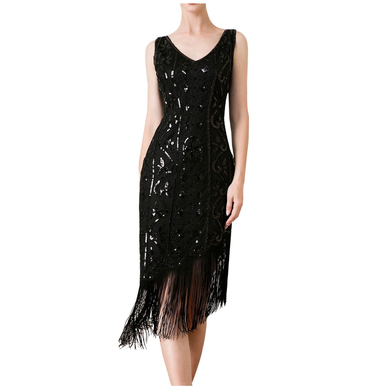 Sequined Cocktail Dresses for Women Evening Party Sequined Fringed