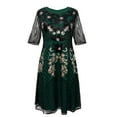 thumbnail image 1 of Sequined Dress for Women Round Neck Gothic Dress Floral Flowy Long Ankle Lebgth Dresses Lace Half Sleeve Medieval Dress Elegant Renaissance Dress for Cosplay Halloween, 1 of 7
