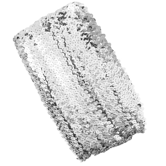 FENGGUIQU Silver Sequin Fringe Trim for Sewing and DIY Decorative Projects Polyester Plastic Material