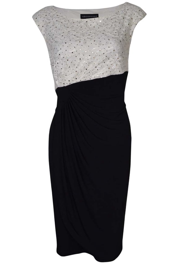 Sequined Flecked Faux Wrap Lace Jersey Dress