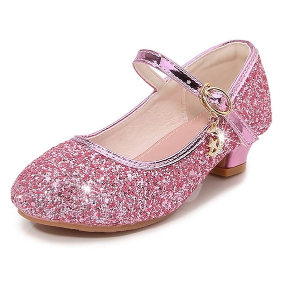 Sequined Flower Accent High Heels for Girls Performance and Etiquette Occasions