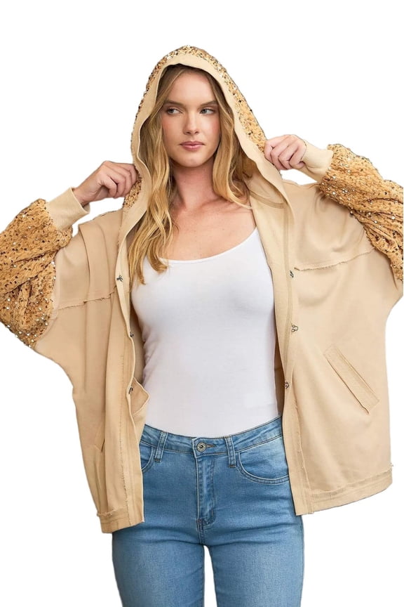 Sequined French Terry Jacket