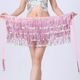 thumbnail image 1 of Sequined Fringed 4-Layers Drawstring Closure Belly Dance Waist Chain Skirt Hip Scarf Latin Skirt,pink, 1 of 4