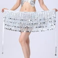 thumbnail image 1 of Sequined Fringed 4-Layers Drawstring Closure Belly Dance Waist Chain Skirt Hip Scarf Latin Skirt,silver, 1 of 3