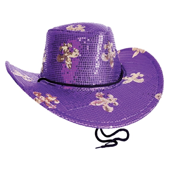 Sequined Mardi Gras Cowboy Hat, One Size Fits Most