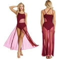 thumbnail image 1 of Sequined Mesh Maxi Lyrical Dance Dress High Split Halter Ballet Dance Leotard, 1 of 7