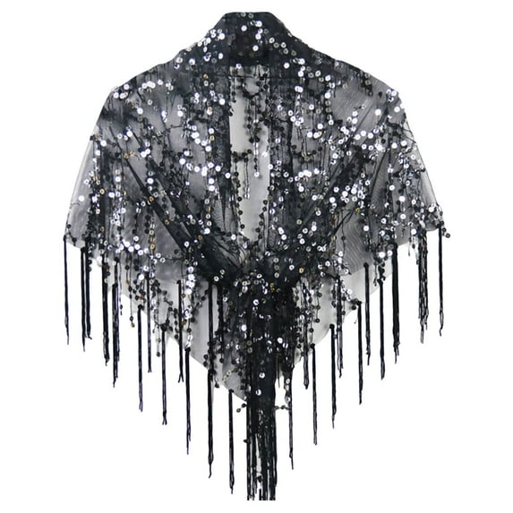 Sequined Tassel Small Shawl Casual Blouse Small Shawl. Light Blanket Scarf Hair Gown for Women Mens Shoulder Blanket Wrap for Women Formal Dress Cover up Women Capes Formal Evening Capes for