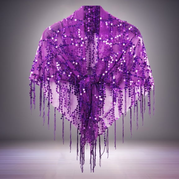Sequined Tassel Small Shawl Casual Blouse Small Shawl. Travel Wraps for Women on Blanket Jackets for Women Owl Shawl Womens Scarfs Winter Shawl Clips Flapper Dresses 1920s plus Sizes Womens Wraps And