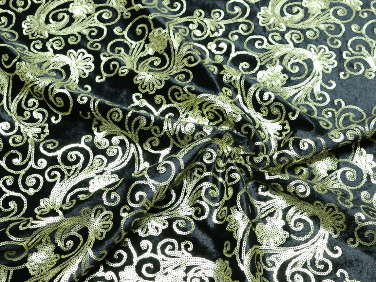 Velour Pattern Embossed Sequinned Pattern Velour Dress Fabric Black & Gold - per yard - Walmart.com