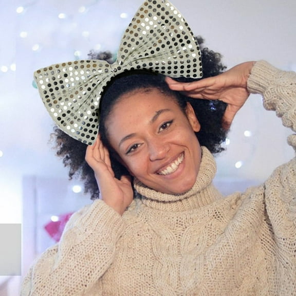 Sequins Big Bow Hair Headband | Glittering Party Headdress for Women & Girls | Performance Costume Accessory | Photography Prop | 1 Piece