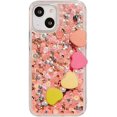 thumbnail image 1 of Sequins Bling Clear Phone Case Compatible with iPhone 13 (NOT Pro) with Love Heart Bracelet Pearl Chain Mermaid Glitter Shining Confetti Shockproof Soft Cover for iPhone 13,Pink with Hand Chain, 1 of 18